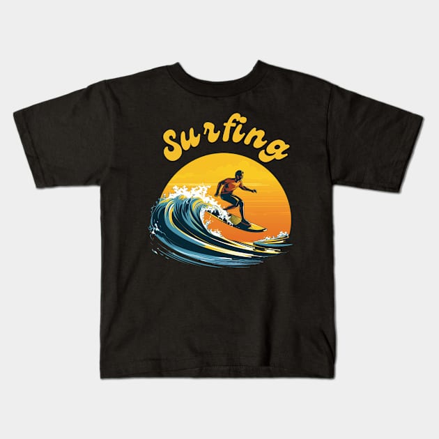 Wave rider, summer full of surfing Kids T-Shirt by GuGus